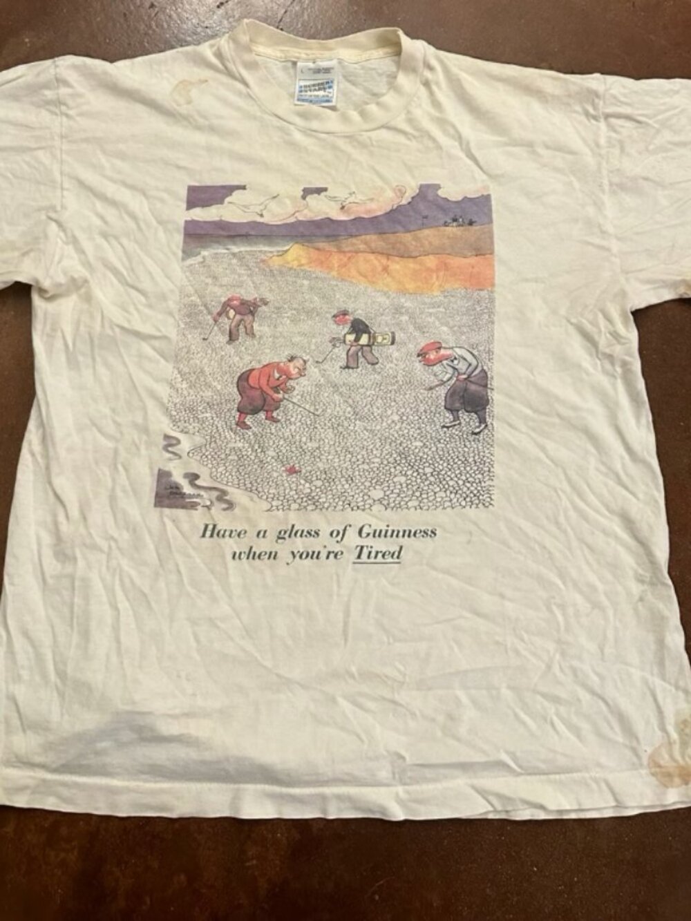 Vintage 80s 90s Guinness Golf Shirt Screen Stars L Single Stitch Graphic Tee